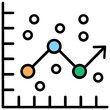 
Line graph presenting regression analysis, flat icon image
