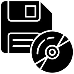 Sticker - 
Flat icon design of a floppy disk and compact disk
