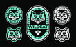 set of wildcat cute head mascot template