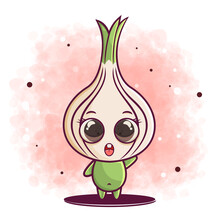 Hand Drawn Onion Cartoon Character Illustration