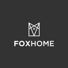 Wall Mural - abstract fox logo. house icon