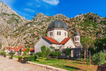 Wall Mural - Church of St. Nicholas in Kotor, sunny day, Montenegro