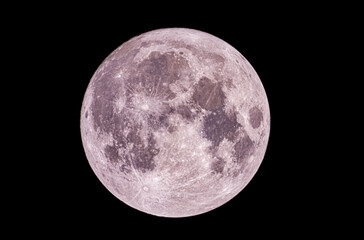 the full moon on black, pink moon 2020