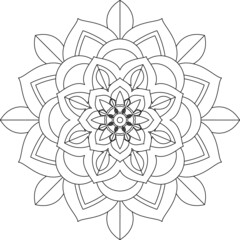 Easy Mandala coloring book simple and basic for beginners, seniors and children. Set of Mehndi flower pattern for Henna drawing and tattoo. Decoration in ethnic oriental, Indian style.