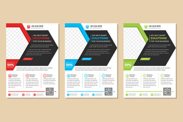 Poster - business flyer design template use half hexagon for space for photo collage. abstract geometric styl