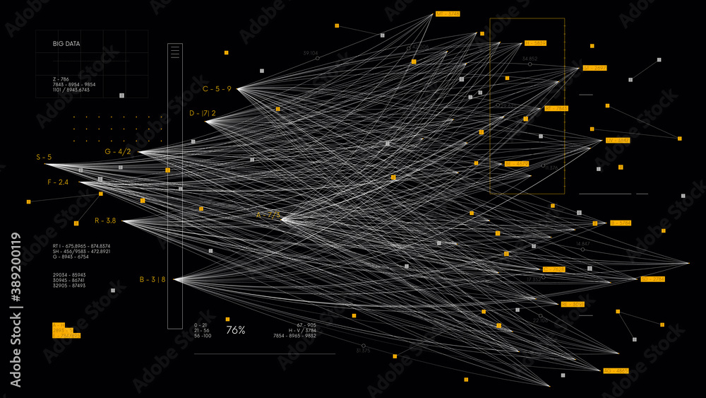 Image vectorielle Stock Big complex data neural network, information ...