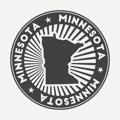 Wall Mural - Minnesota round logo. Vintage travel badge with the circular name and map of us state, vector illustration. Can be used as insignia, logotype, label, sticker or badge of the Minnesota.