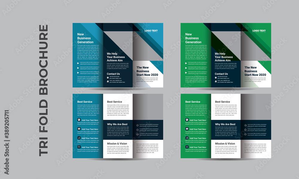 Abstract Business tri-fold brochure template design with A4 size layout ...