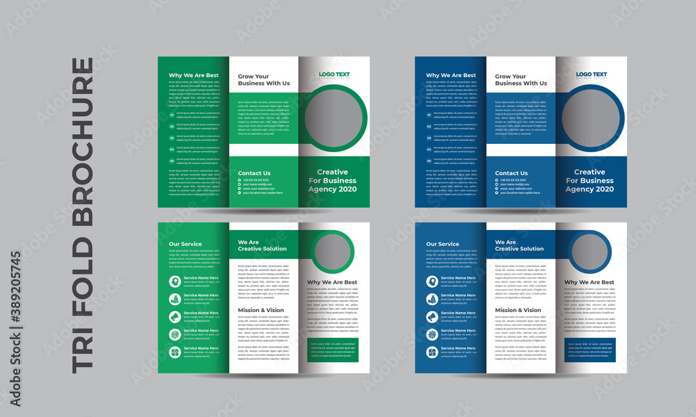 Abstract Business tri-fold brochure template design with A4 size layout ...