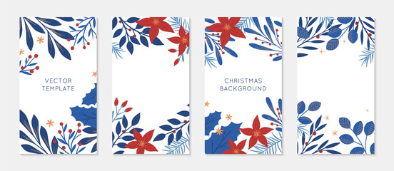 Wall Mural - biundle of christmas and happy new year insta story templates.holiday ad and promo concepts.modern v