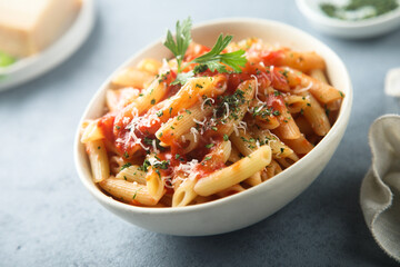 Canvas Print - Pasta with tomato sauce and cheese