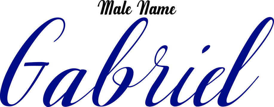 Gabriel-Male Name Cursive Calligraphy Blue Color Text on Light Grey Background