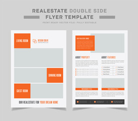 Wall Mural - Real Estate Double Side Flyer Design Cover Layout Front & Back Part 