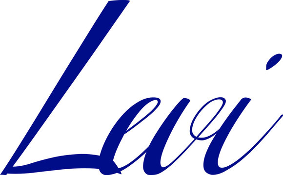 Levi-Male Name Cursive Calligraphy Blue Color Text on Light Grey Background