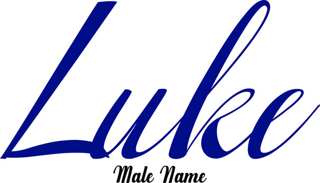 Luke-Male Name Cursive Calligraphy Blue Color Text on Light Grey Background