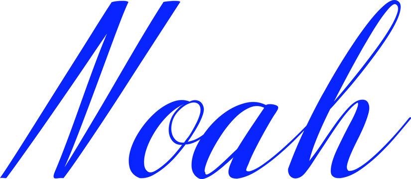 Noah.-Male Name Cursive Calligraphy Blue Color Text on Light Grey Background