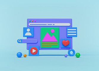 Poster - minimal concept of creating a modern website. 3d rendering