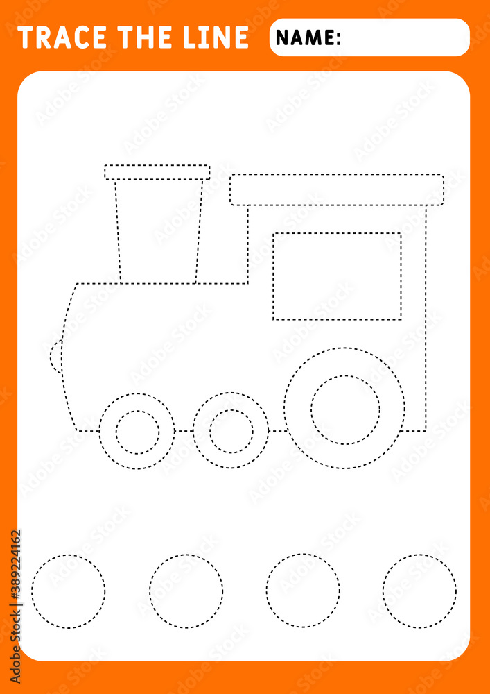 Process Tracking Graphics Train Funny little Train. Educational children game. Preschool worksheet for ...
