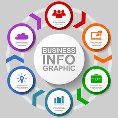 Poster - Vector infographic template for presentation, diagram, business concept illustration with 6 options