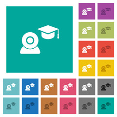 Wall Mural - Distance learning square flat multi colored icons