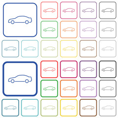 Poster - Car contour outlined flat color icons