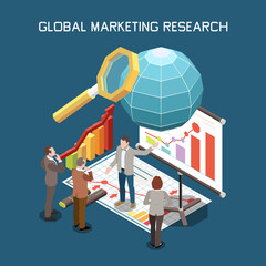 Wall Mural - Isometric Marketing Research Composition