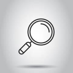 Fototapete - Loupe sign icon in flat style. Magnifier vector illustration on white isolated background. Search business concept.