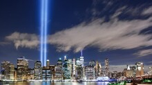 New York City – September 11 Tribute In Light Timelapse From Brooklyn Heights