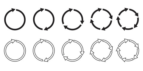 Poster - Vector set of circular arrows. Round reload symbol. Rotation infographics. Stock image.