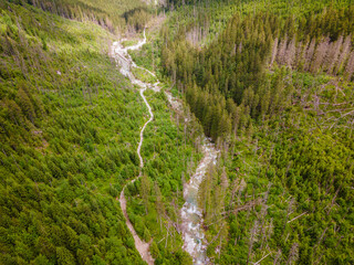 Aerial view of Tatras mountains in Zakopane, Poland