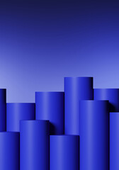 Poster - Minimal abstract mockup background for product presentation. Blue random podium on blue gradient background. 3d rendering illustration. Clipping path of each element included.