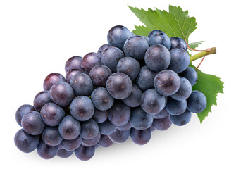 Wall Mural - black grape isolated on white background, kyoho grape with leaves isolated on white with clipping pa