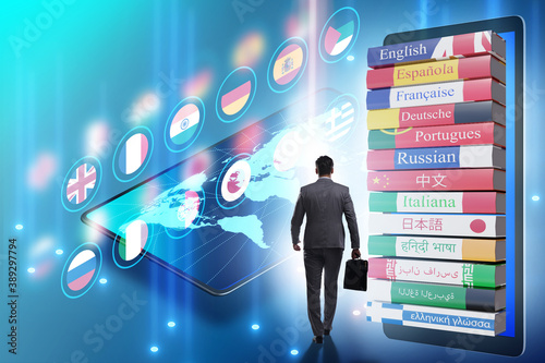 Tablou Canvas Online language learning with businessman