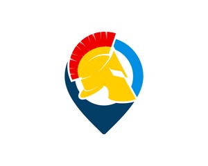 Sticker - Pin location with spartan helmet inside