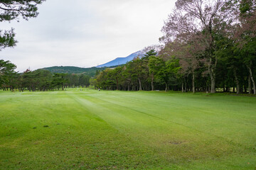 Wall Mural - Golf Course with beautiful green field. Golf course with a rich green turf beautiful scenery.