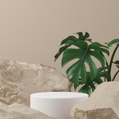 Poster - abstract background, mock up scene with podium geometry shape for product display. 3d rendering