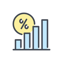 Poster - Credit score rating color line icon. Statistics chart with percentage vector outline colorful sign.