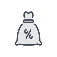 Poster - Money bag with percentage sign color line icon. Loan, debt and credit vector outline colorful sign.