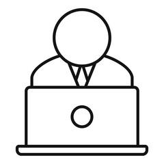 Poster - Business training laptop icon. Outline business training laptop vector icon for web design isolated on white background