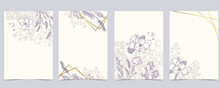 Collection Of Flower Background Set With Lavender,magnolia.Editable Vector Illustration For Website, Invitation,postcard And Sticker