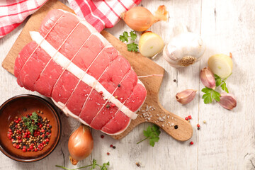 Poster - raw roast beef and ingredinet