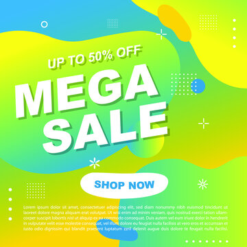 Mega Sale Promotion Banner template Design Super sale special offer promotion discount banner, fluid, liquid gradient vector