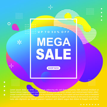 Mega Sale Promotion Banner template Design Super sale special offer promotion discount banner, fluid, liquid gradient vector