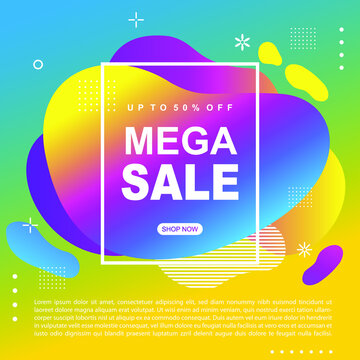 Mega Sale Promotion Banner template Design Super sale special offer promotion discount banner, fluid, liquid gradient vector