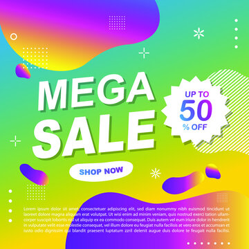 Mega Sale Promotion Banner template Design Super sale special offer promotion discount banner, fluid, liquid gradient vector