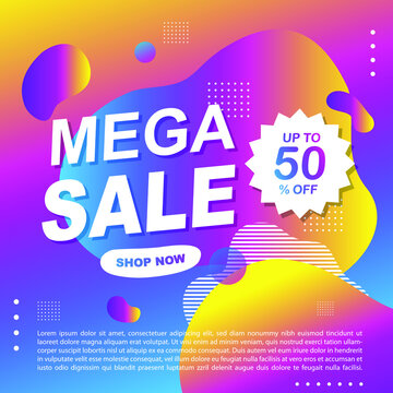 Mega Sale Promotion Banner template Design Super sale special offer promotion discount banner, fluid, liquid gradient vector