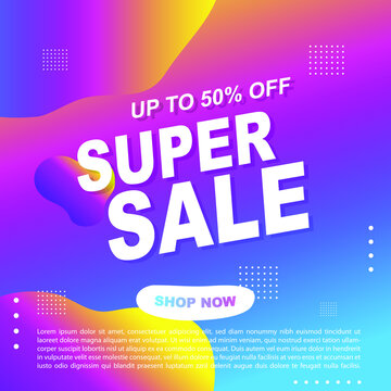 Mega Sale Promotion Banner template Design Super sale special offer promotion discount banner, fluid, liquid gradient vector
