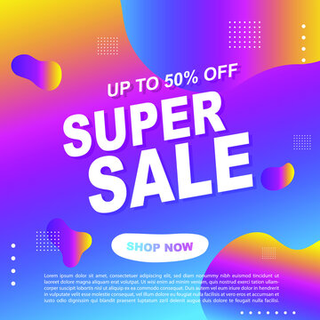 Mega Sale Promotion Banner template Design Super sale special offer promotion discount banner, fluid, liquid gradient vector