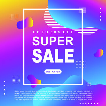 Mega Sale Promotion Banner template Design Super sale special offer promotion discount banner, fluid, liquid gradient vector