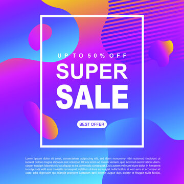 Mega Sale Promotion Banner template Design Super sale special offer promotion discount banner, fluid, liquid gradient vector